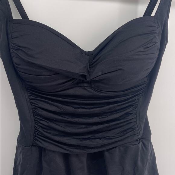 La Blanca Island Goddess ruched stomach skirted modest one piece swimsuit sz 10 - Picture 2 of 7